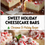 Delicious peppermint cheesecake bars with a buttery crust and candy cane topping for Christmas Desserts To Bring To A Party.